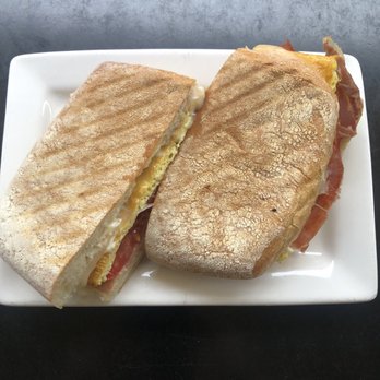 Ferrarini Cafe - Freshly made small Italian sandwich with ciabatta, egg, tomato, Parmesan and prosciutto, TOGO - Italian Near Me - Beverly Hills, California