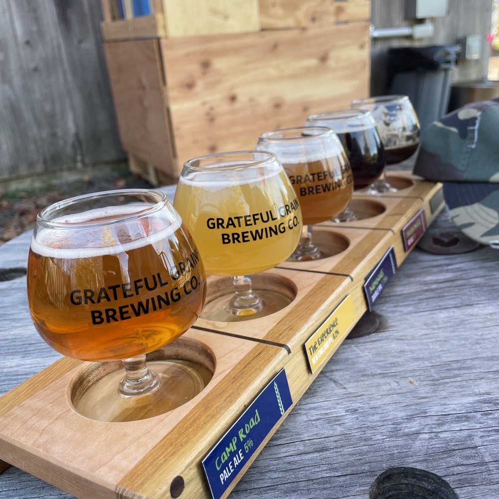Grateful Grain Brewing Company - four glasses of beer - Breweries Near Me - Monmouth, Maine Grateful Grain Brewing Company - four glasses of beer - Breweries Near Me - Monmouth, Maine