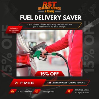 RST Roadside Service & Towing - Fuel Delivery Saver - FREE with Any Towing Service!
Running out of gas is frustrating -- but with RST Roadside Service & Towing. - Roadside Assistance Near Me - Calgary, Alberta RST Roadside Service & Towing - Fuel Delivery Saver - FREE with Any Towing Service!
Running out of gas is frustrating -- but with RST Roadside Service & Towing. - Roadside Assistance Near Me - Calgary, Alberta