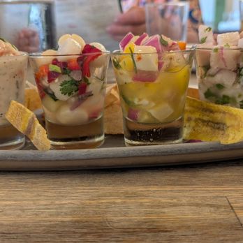 Ceviche's - Ceviche sampler (small one) - Seafood Near Me - Wilmington, North Carolina Ceviche's - Ceviche sampler (small one) - Seafood Near Me - Wilmington, North Carolina