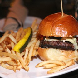 Jolly Pumpkin Café & Brewery - JP Burger ($17) - custom blend of grass fed beef, cambozola cheese, cremini mushrooms, bacon, tomato, challah roll