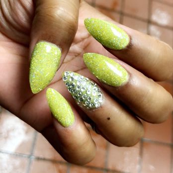 T Nails - I picked out a beautiful holographic YELLOW color.. instead I got lime green nails - Nail Salons Near Me - Morrow, Georgia