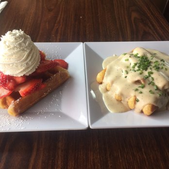 The Waffle Window - Standard strawberry waffle with a rise and shine. So good!!!!! - Breakfast & Brunch Near Me - Portland, Oregon The Waffle Window - Standard strawberry waffle with a rise and shine. So good!!!!! - Breakfast & Brunch Near Me - Portland, Oregon