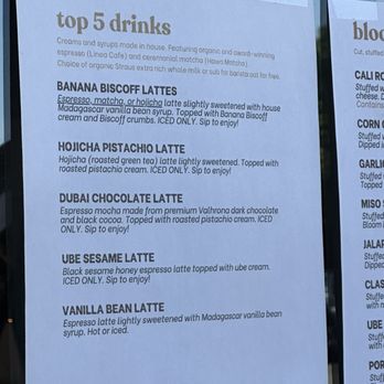Bloom Bagels - Drink menu - Bagels Near Me - Campbell, California
