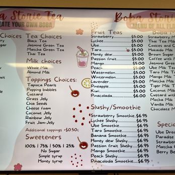 Boba Storie Tea - Boba Menu - Coffee & Tea Near Me - Sacramento, California