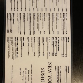 New York Sushi - Menu as of 04/12/2021 - Japanese Near Me - Livonia, Michigan