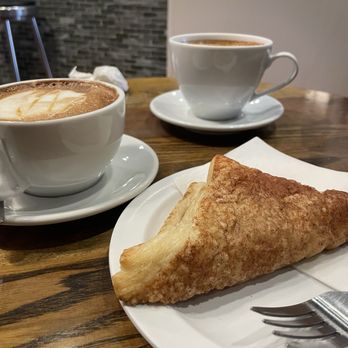 Broadway's Pastry & Coffee Shop - Carmel macchiato with apple turnover - Desserts Near Me - Boston, Massachusetts Broadway's Pastry & Coffee Shop - Carmel macchiato with apple turnover - Desserts Near Me - Boston, Massachusetts