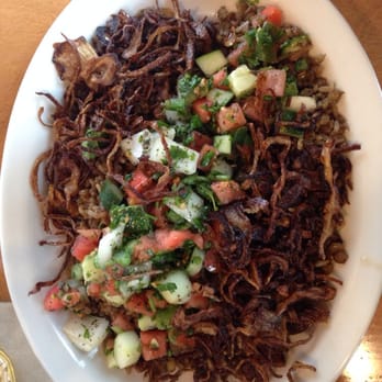 Aladdin's Eatery - Lebanese lentils, rice and cartelized onions: Mujadara vegetarian dish - Mediterranean Near Me - West Chester, Ohio Aladdin's Eatery - Lebanese lentils, rice and cartelized onions: Mujadara vegetarian dish - Mediterranean Near Me - West Chester, Ohio
