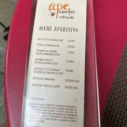Ape Wine Bar - Menu