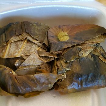Pearl Asian Cuisine - Sticky Rice Wrapped in Lotus Leaf: Stuffed with pork and mushrooms ($7) - Chinese Near Me - Placerville, California Pearl Asian Cuisine - Sticky Rice Wrapped in Lotus Leaf: Stuffed with pork and mushrooms ($7) - Chinese Near Me - Placerville, California