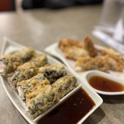 Lucky Tea & Sushi Cafe - Japanese crab and pork fried gyoza appetizers. Awesome.