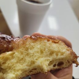 Light, open structure on the apple fritter. Light, open structure on the apple fritter.