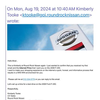 Round Rock Nissan - Email exchange - Car Dealers Near Me - Round Rock, Texas