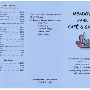 Meadow Park Cafe & Grill - menu - Breakfast & Brunch Near Me - Dallas, Texas Meadow Park Cafe & Grill - menu - Breakfast & Brunch Near Me - Dallas, Texas
