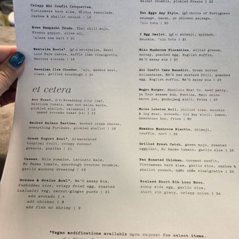 et al. - Menu - Breakfast & Brunch Near Me - Honolulu, Hawaii