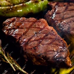 Infused Oils & Vinegars - Steak marinated in Espresso dark balsamic and Harissa olive oil