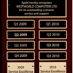 WestWorld Computers - Commitment to Excellence Award for Outstanding Customer Support and Service.