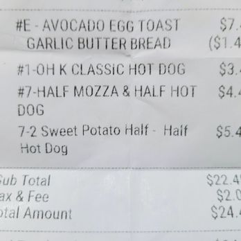 Oh K-Dog - Receipt - Nov 2021 - Korean Near Me - Flushing, New York