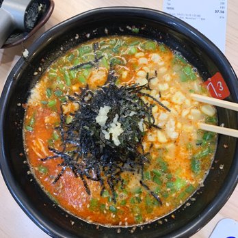 Tatsu Ramen - Red Ramen topped with corn, seaweed, and garlic. - Ramen Near Me - Pasadena, California Tatsu Ramen - Red Ramen topped with corn, seaweed, and garlic. - Ramen Near Me - Pasadena, California