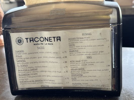 Menu photo 3 Taconeta El Paso, TX