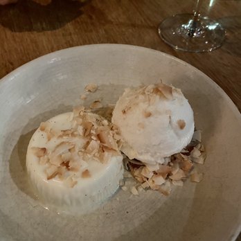 Shaker + Spear - Coconut Panna Cotta, Yoconut Sorbet - Seafood Near Me - Seattle, Washington