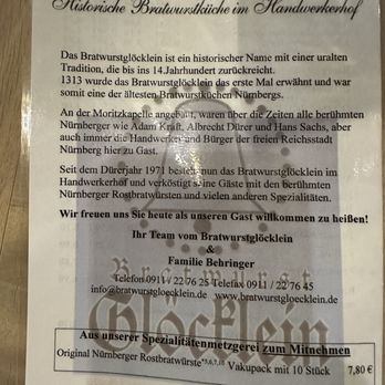 Behringer's Bratwursthäuste - Menu - German Near Me - Nuremberg, BY