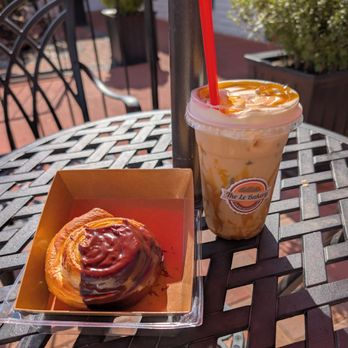 The Le Bakery - Boston Creme Croissant and Iced Salted Caramel Latte - Bakeries Near Me - Albuquerque, New Mexico