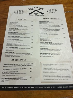 Menu photo 1 Gun Barrel Steak and Game House Jackson, WY Menu photo 1 Gun Barrel Steak and Game House Jackson, WY
