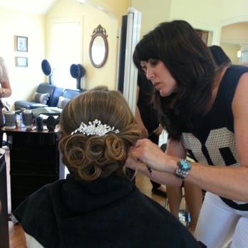 Mane Attraction - Bridal up-do complete, as Shelly works on make-up - Hair Salons Near Me - Truckee, California