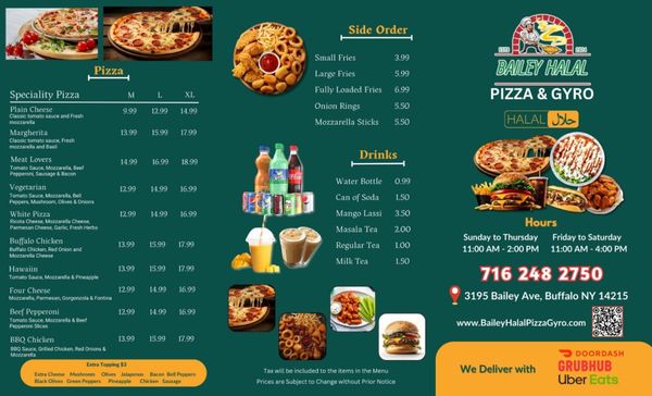Menu photo 2 Bailey Halal Pizza And Gyro Buffalo, NY Menu photo 2 Bailey Halal Pizza And Gyro Buffalo, NY