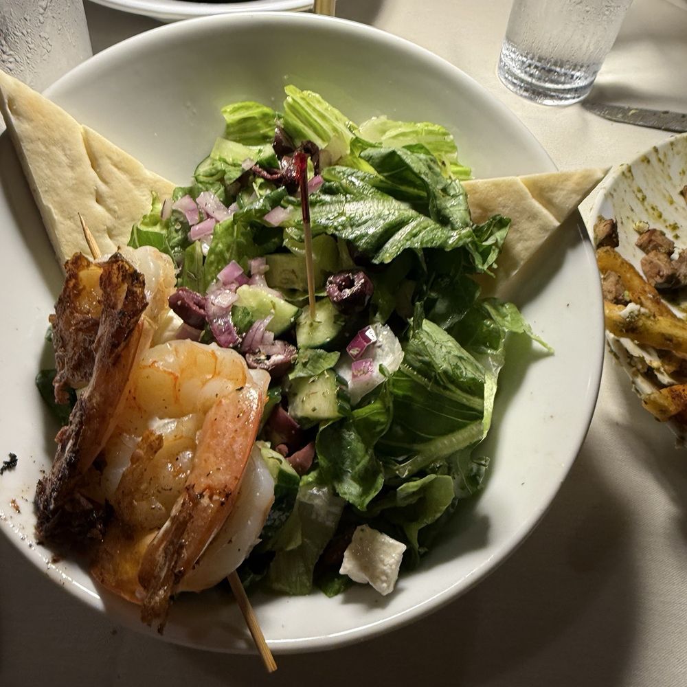 Cave Restaurant - Mediterranean Salad with shrimp add-on - Venues & Event Spaces Near Me - Temecula, California