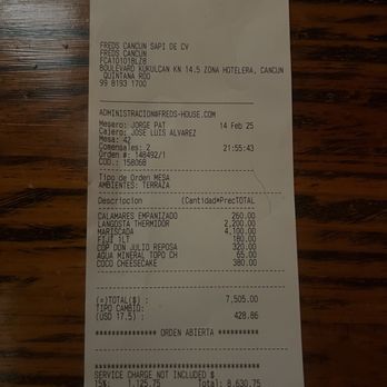 Fred's House - Check - Seafood Near Me - Cancún, ROO