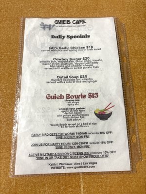 Menu photo 6 Guieb Cafe Wahiawa, HI