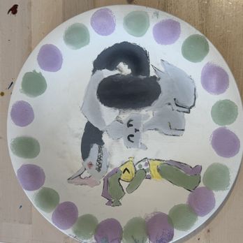 Distractions - Painted freehand plate - Paint-Your-Own Pottery Near Me - High Point, North Carolina