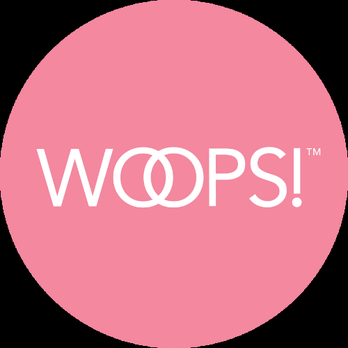 Woops! - a pink circle with the words woops - Desserts Near Me - Providence, Rhode Island
