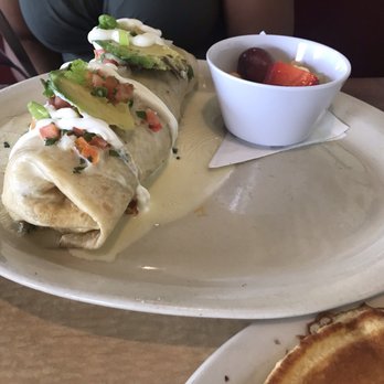 Cypress Breakfast House - Breakfast Burrito with fruit! - Breakfast & Brunch Near Me - Cypress, Texas
