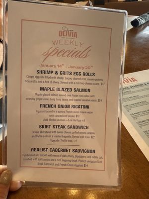 Menu photo 2 Dear Olivia Bar & Kitchen Parkland, FL Menu photo 2 Dear Olivia Bar & Kitchen Parkland, FL