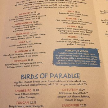 Islands Restaurant - Menu 2/18/17 - Sports Bars Near Me - Irvine, California