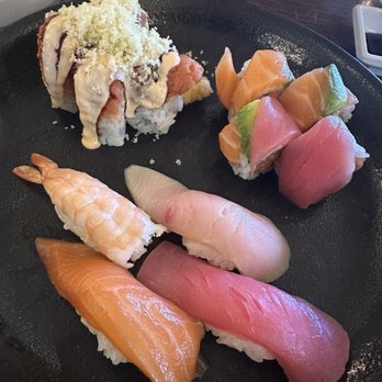 Dana Kai Sushi - 3 combination with fire crunch roll, spicy rainbow roll and sushi - Japanese Near Me - Dana Point, California