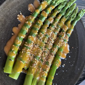 Black Cow Bistro - Steamed Asparagus with Elderberry and Sesame Sauce - Steakhouses Near Me - Launceston, TAS Black Cow Bistro - Steamed Asparagus with Elderberry and Sesame Sauce - Steakhouses Near Me - Launceston, TAS