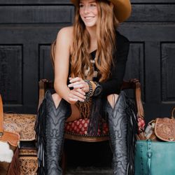 Branded Starr Western Boutique - Reba Black Fringe Over The Knee Boots