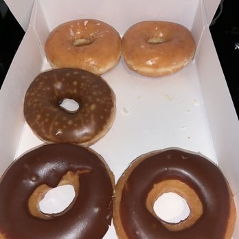 Krispy Kreme - 2 Original Glazed, 1 Maple (1 ghosted before I could snap a pic), 2 Chocolate - Donuts Near Me - San Diego, California Krispy Kreme - 2 Original Glazed, 1 Maple (1 ghosted before I could snap a pic), 2 Chocolate - Donuts Near Me - San Diego, California