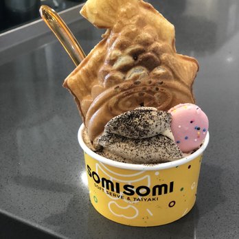 Somisomi - Coffee soft serve, oreo and graham "sprinkles", waffle and macaron. - Ice Cream & Frozen Yogurt Near Me - Pleasanton, California Somisomi - Coffee soft serve, oreo and graham "sprinkles", waffle and macaron. - Ice Cream & Frozen Yogurt Near Me - Pleasanton, California