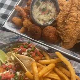 Cod tacos and Captains platter Cod tacos and Captains platter