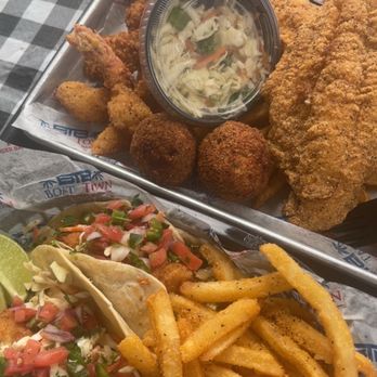 Boat Town Burger Bar - Cod tacos and Captains platter - Burgers Near Me - Kingsland, Texas Boat Town Burger Bar - Cod tacos and Captains platter - Burgers Near Me - Kingsland, Texas