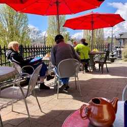 Soaking up the sun on the patio