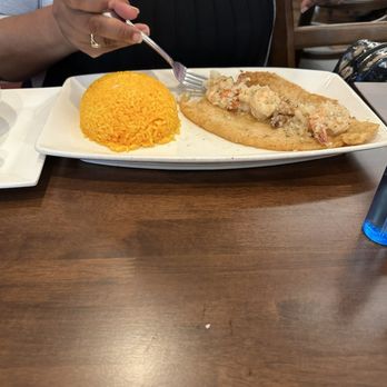 Colombian House - Flounder with shrimp & yellow rice - Colombian Near Me - New Rochelle, New York Colombian House - Flounder with shrimp & yellow rice - Colombian Near Me - New Rochelle, New York