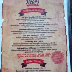 Three Bears Kitchen - Menu
