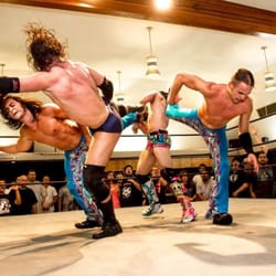 Pro Wrestling Guerrilla - Young Bucks and Adam Cole all superkick TJ Perkins
