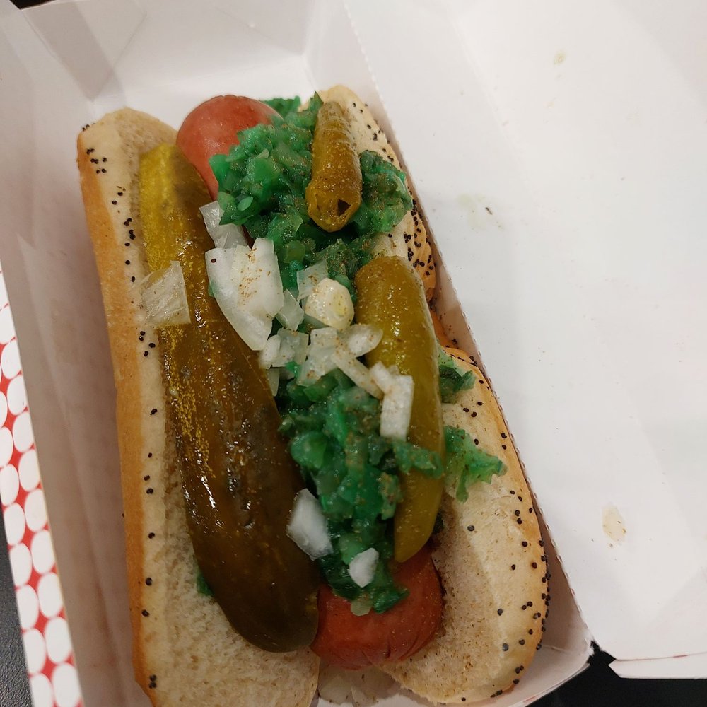 O'Brien's Restaurant and Bar - Chicago style hot dog- bun was HARD, but the dog was plump and juicy. - Sandwiches Near Me - Chicago, Illinois O'Brien's Restaurant and Bar - Chicago style hot dog- bun was HARD, but the dog was plump and juicy. - Sandwiches Near Me - Chicago, Illinois